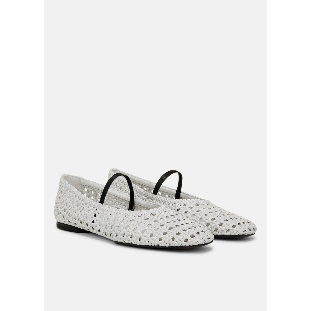 Vince White Vivian Woven Leather Mary Jane Ballet Flat Sz 6 Balletcore Parisian